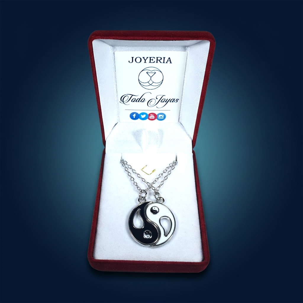 Collar Yin Yang Pareja Negro Blanco