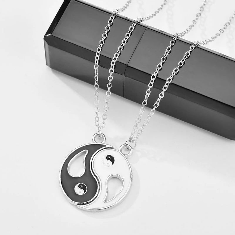 Collar Yin Yang Pareja Negro Blanco